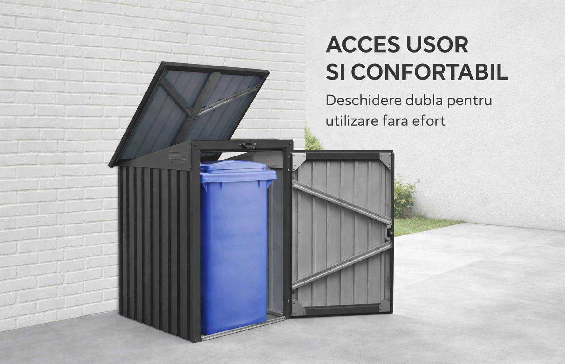 Magazie depozitare tomberoane gunoi Smartbin Single, depozitare pubela gunoi, Basic, Otel zincat