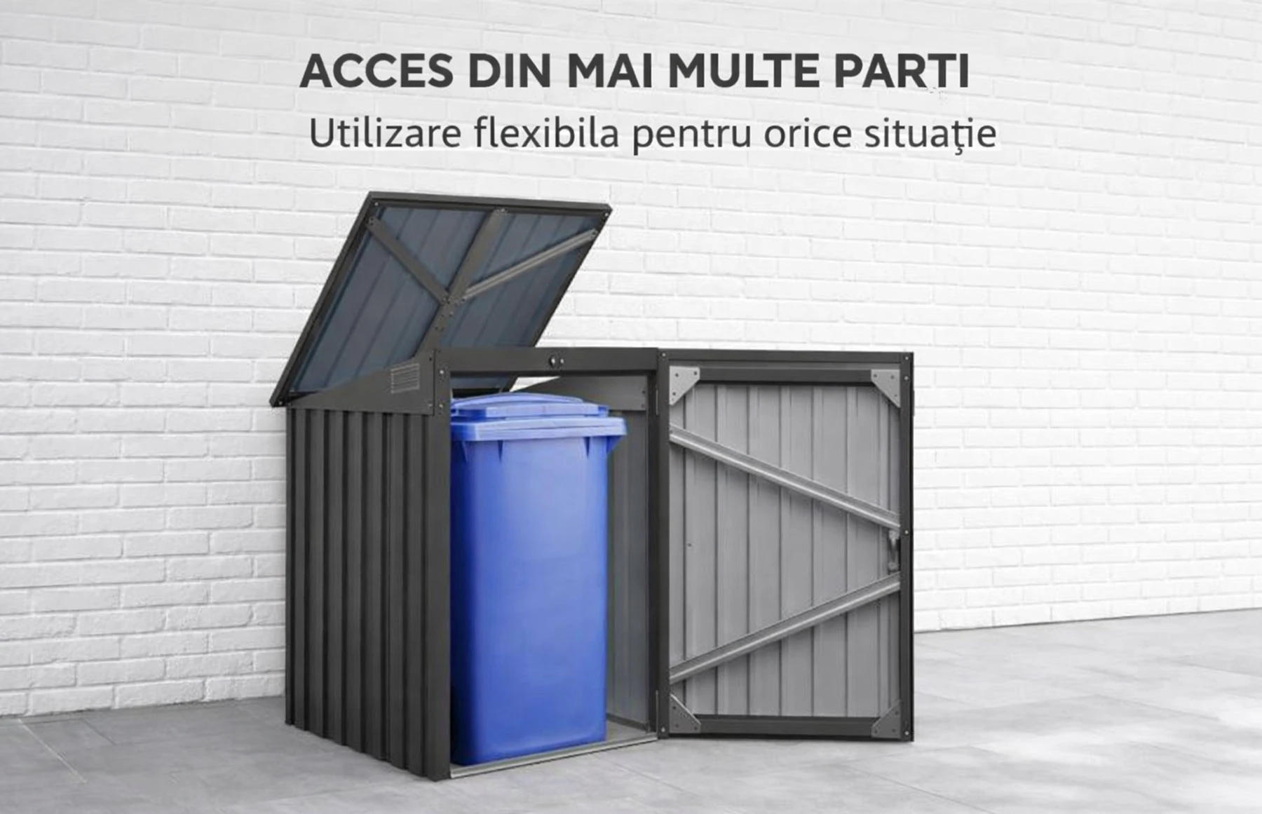 Magazie depozitare tomberoane gunoi Smartbin Single, depozitare pubela gunoi, Basic, Otel zincat