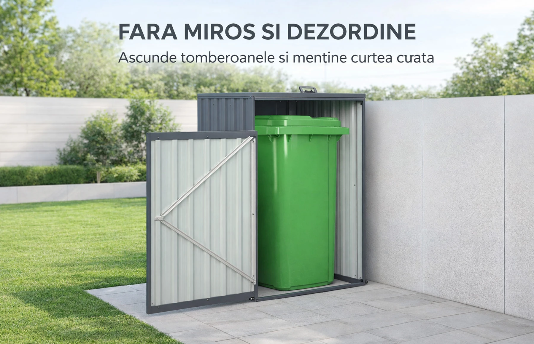 Magazie depozitare tomberoane gunoi MultiBin, depozitare pubela gunoi, Basic, Otel zincat