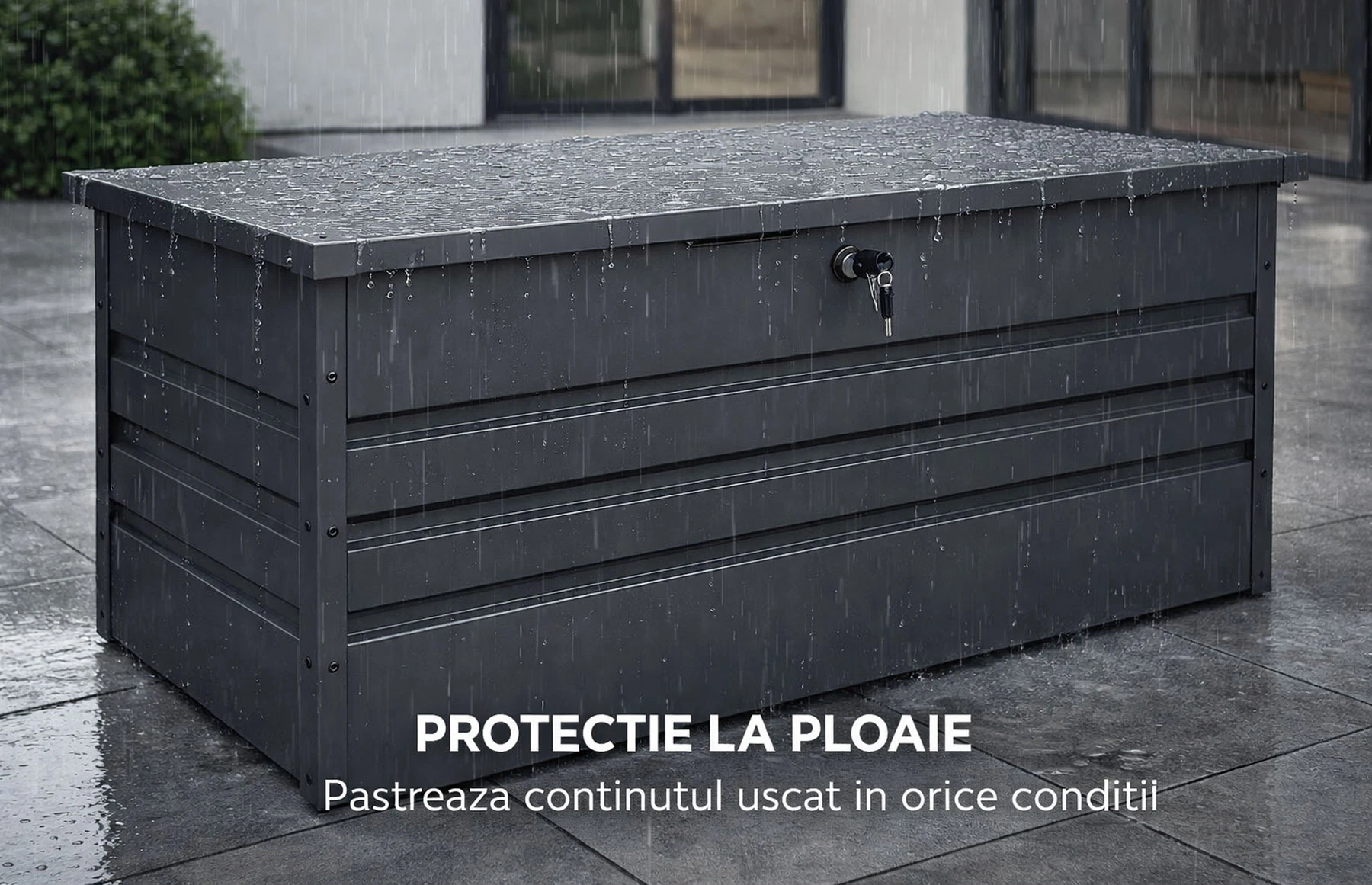 Cufar depozitare gradina SuperiorChest 400litri, lada depozitare unelte, gri antracit, Basic, Otel zincat