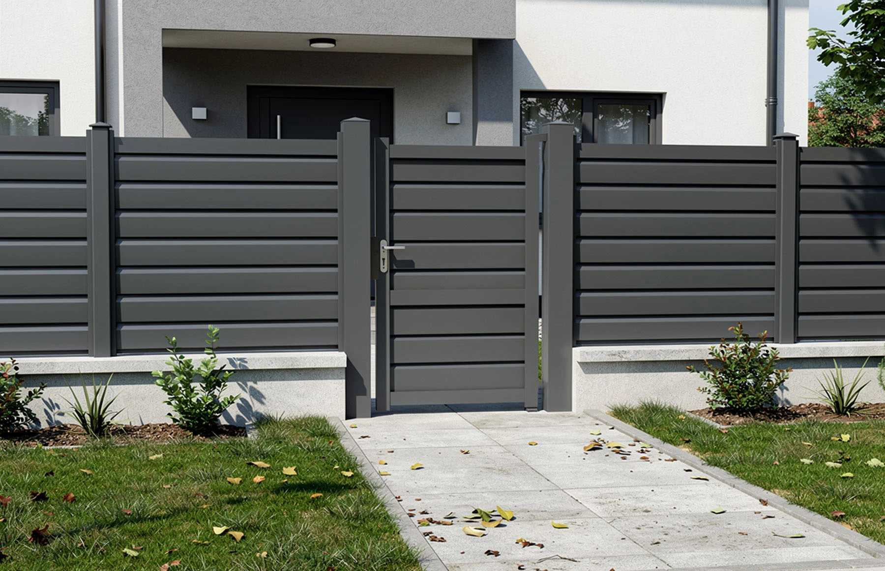 Poarta pietonala aluminiu Baldur, 900mm lungime x 2000mm inaltime, gri antracit
