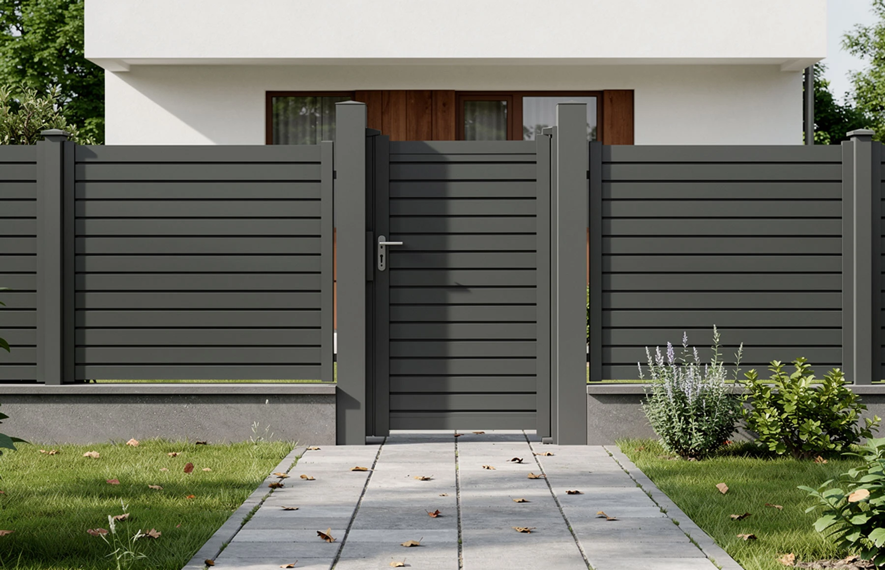 Poarta pietonala metalica din aluminiu 900x1800mm, gri antracit, model Jaluzea Deluxe