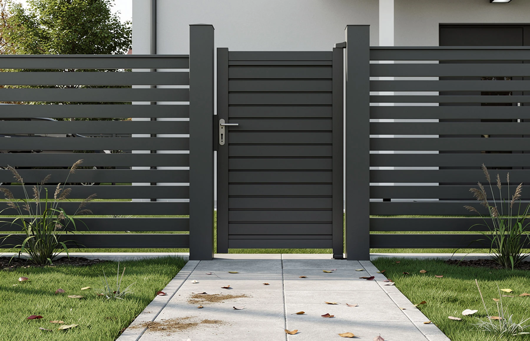 Poarta pietonala metalica din aluminiu 900x1800mm, gri antracit, model Jaluzea Deluxe