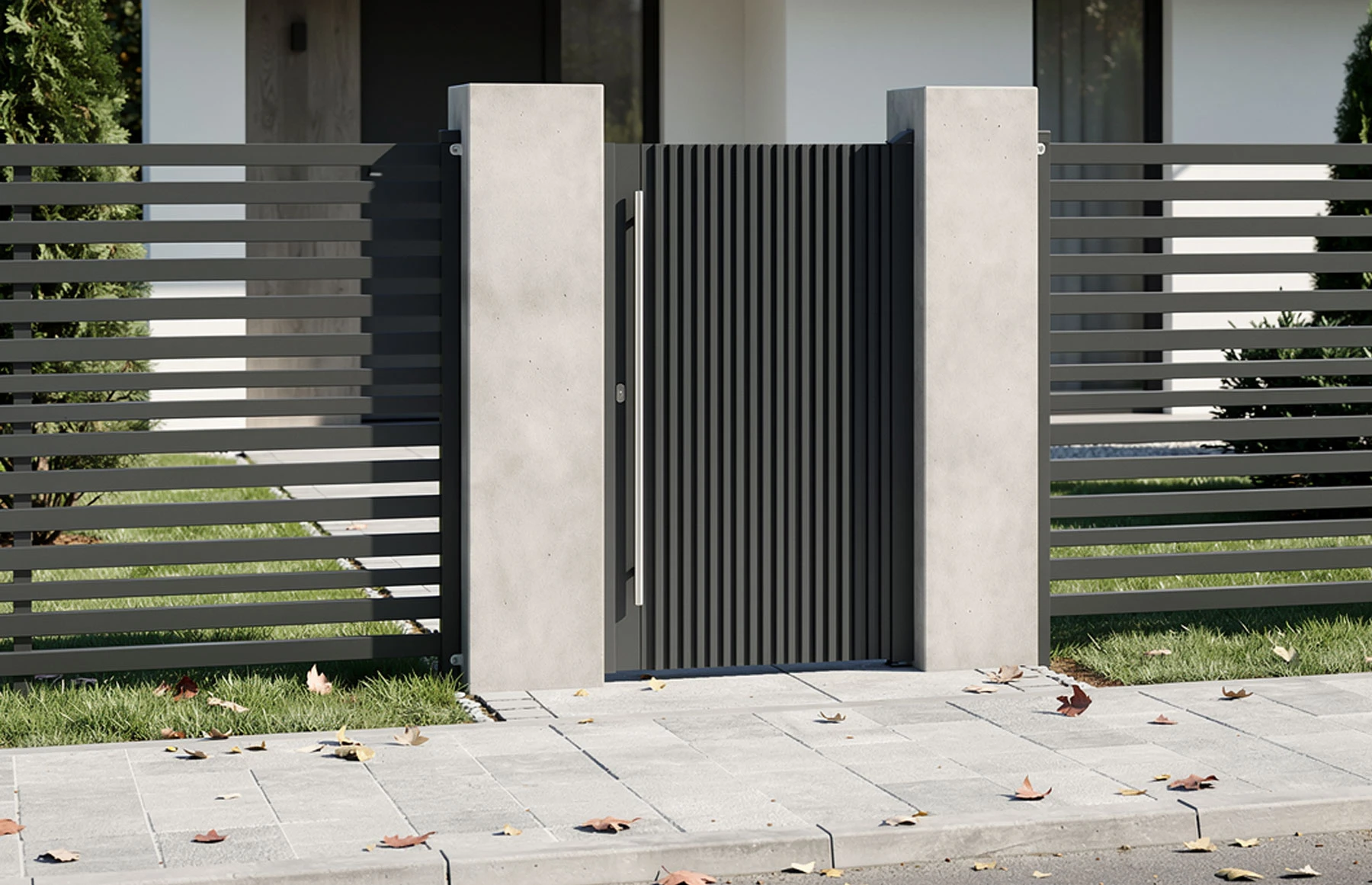 Poarta pietonala metalica din aluminiu 1000x2000mm, gri antracit, model Imperia, Virtuoso Signature Collection