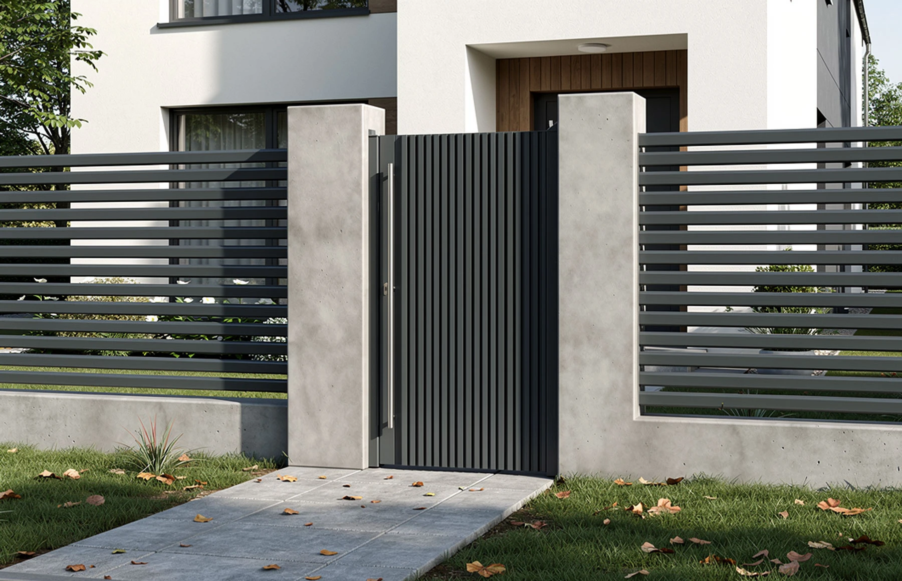 Poarta pietonala metalica din aluminiu 1000x2000mm, gri antracit, model Imperia, Virtuoso Signature Collection