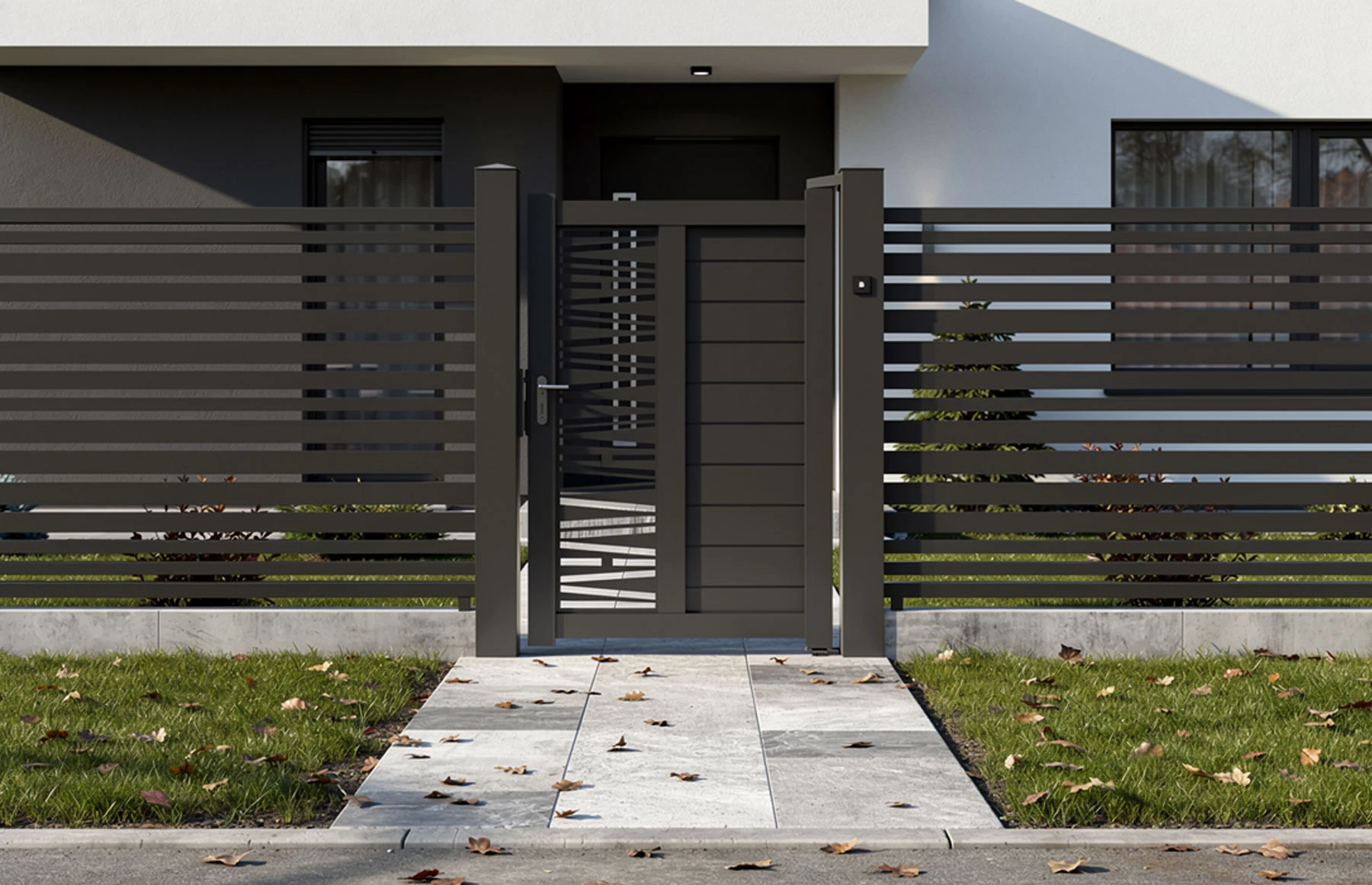Poarta pietonala metalica din aluminiu 900x1800mm, gri antracit, model  Poseidon