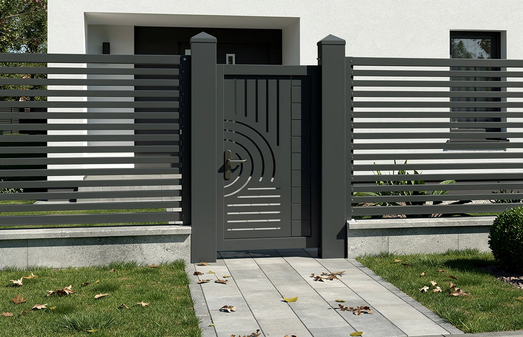 Poarta pietonala metalica din aluminiu 900x1800mm, gri antracit, model  Sahara