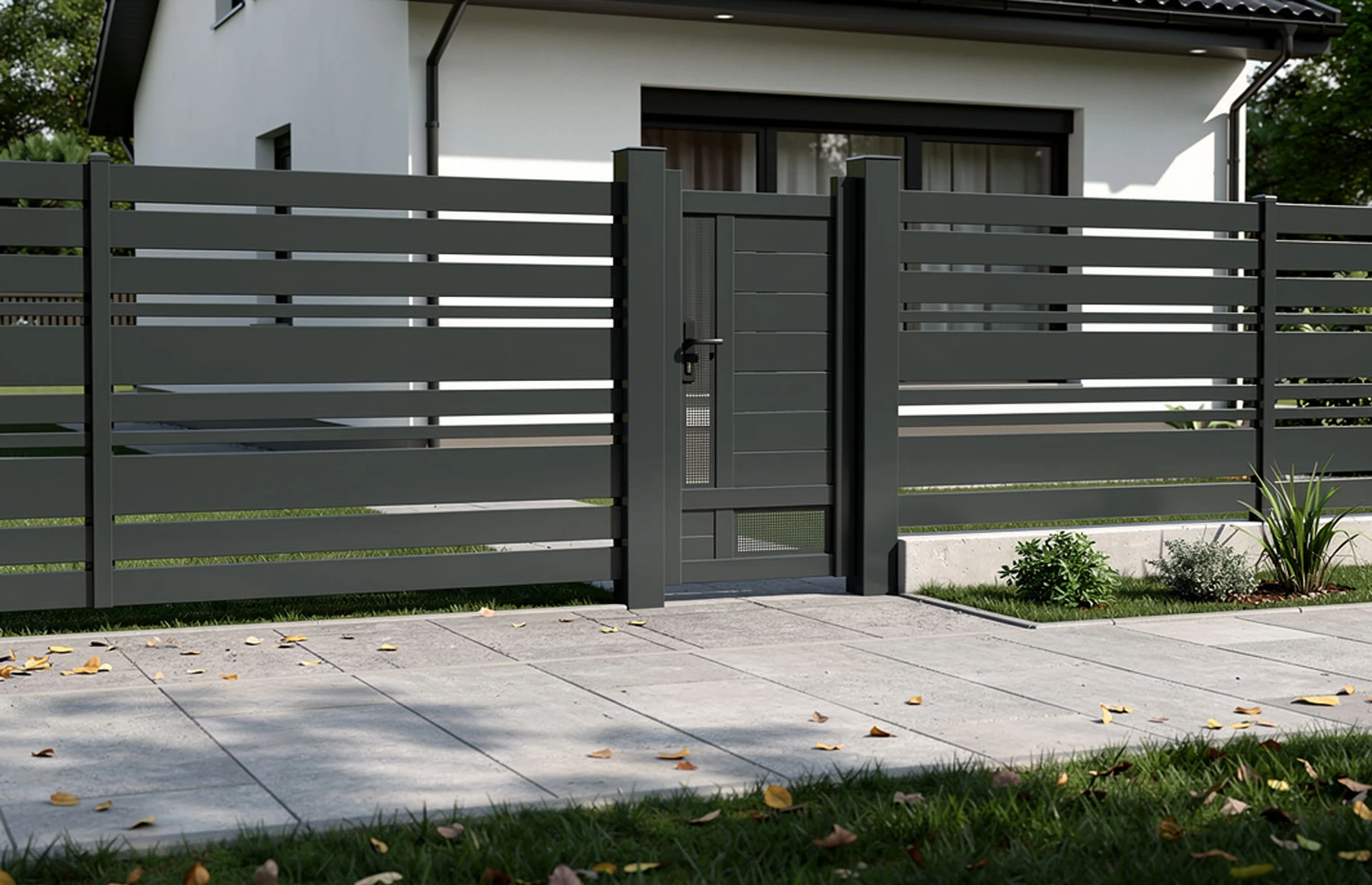 Poarta pietonala aluminiu Samurai, 900mm lungime x 1800mm inaltime, gri antracit