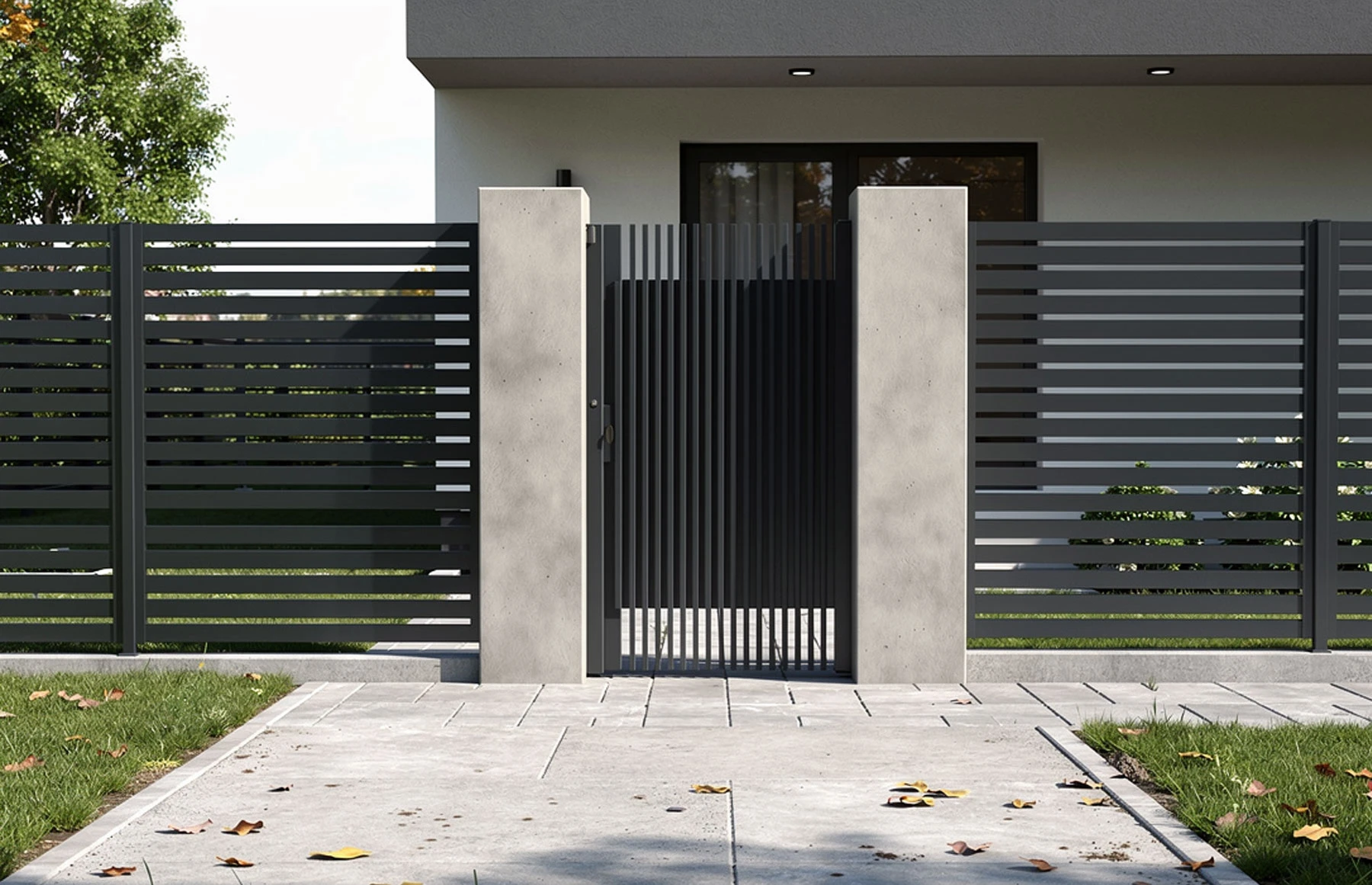 Poarta pietonala metalica din aluminiu 1000x2000mm, gri antracit, model Supernova, Virtuoso Signature Collection