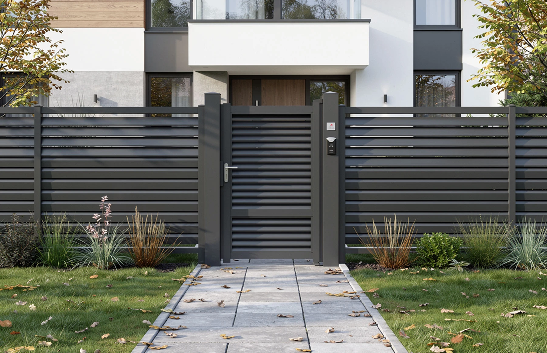 Poarta pietonala ranforsata aluminiu Jaluzea Suprem, 900mm lungim x 1800mm inaltime, maro