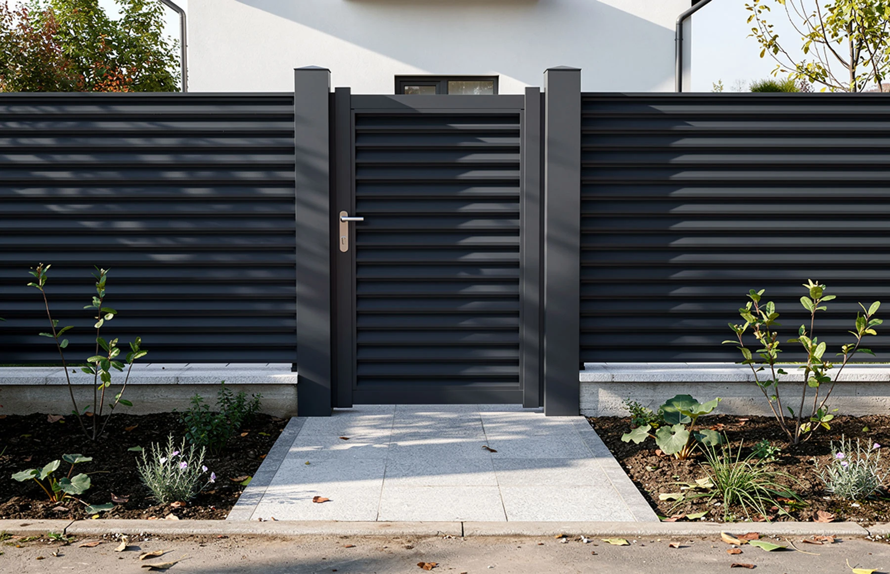 Poarta pietonala metalica din aluminiu 900x1800mm, maro, model Jaluzea Suprem