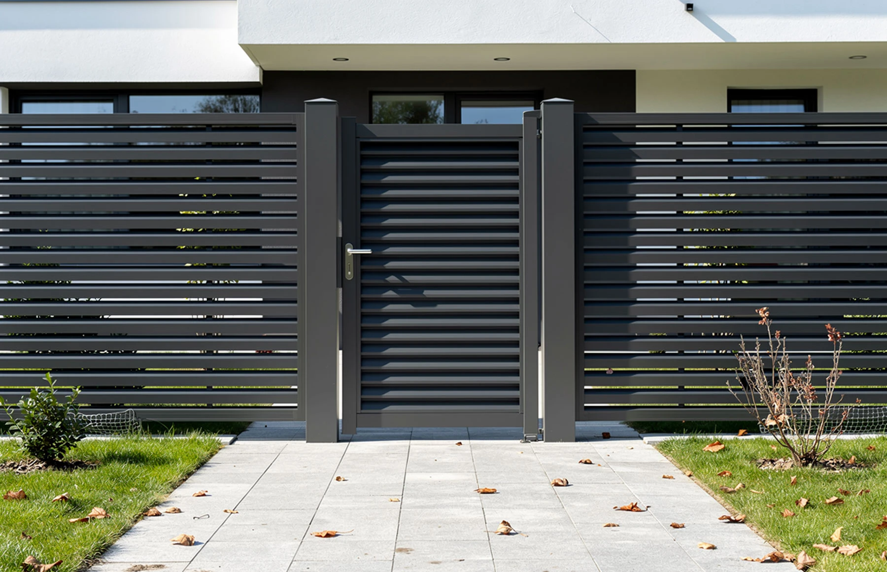 Poarta pietonala metalica din aluminiu 900x1800mm, maro, model Jaluzea Suprem
