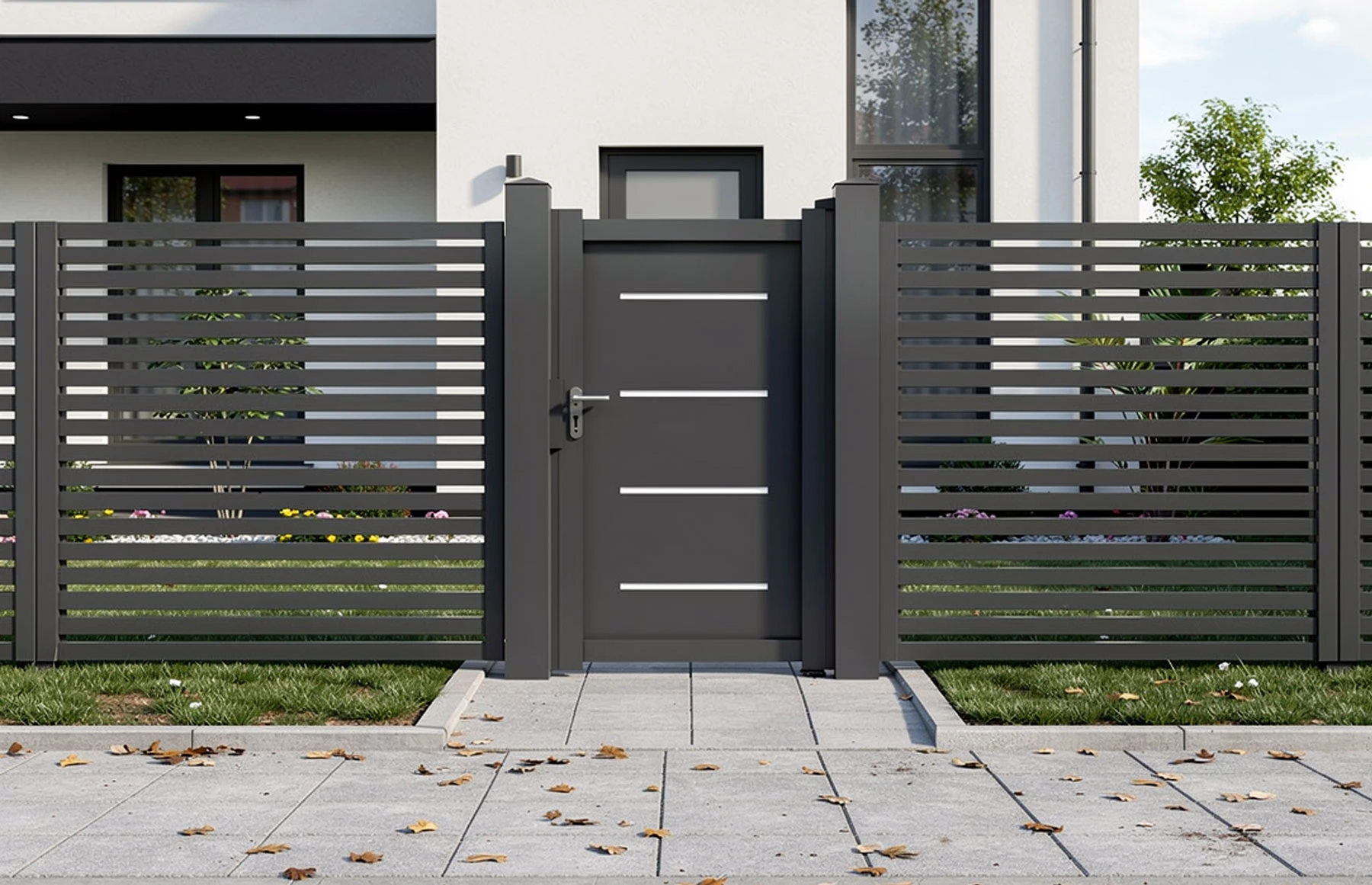 Poarta pietonala metalica din aluminiu 900x1800mm, gri antracit, model  Thor