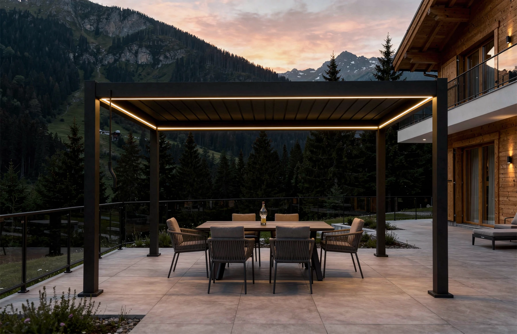 Pergola Bioclimatica X 2.0, Aluminiu, 3x4m, LED Lumina Calda, Gri Antracit