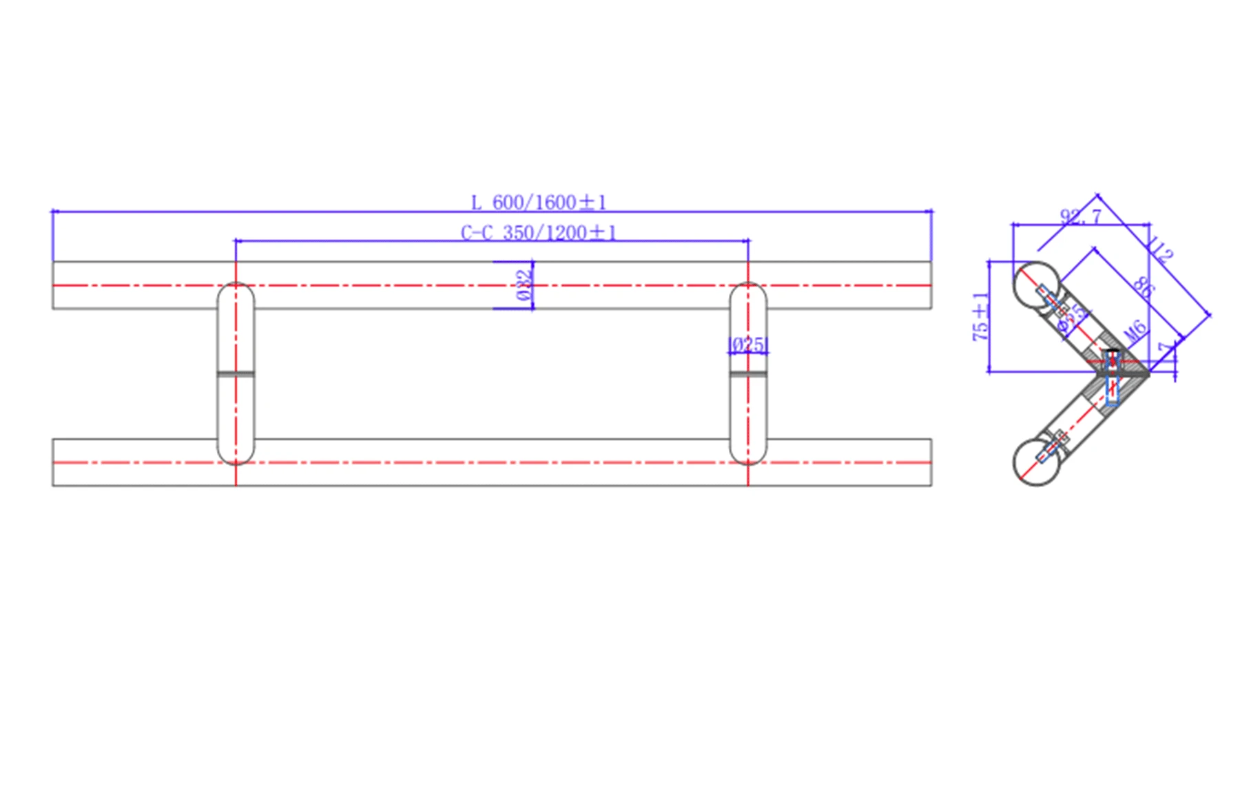 Mâner tragător rotund inox satinat Ø32 mm pentru poartă sau ușă exterior – Virtuoso