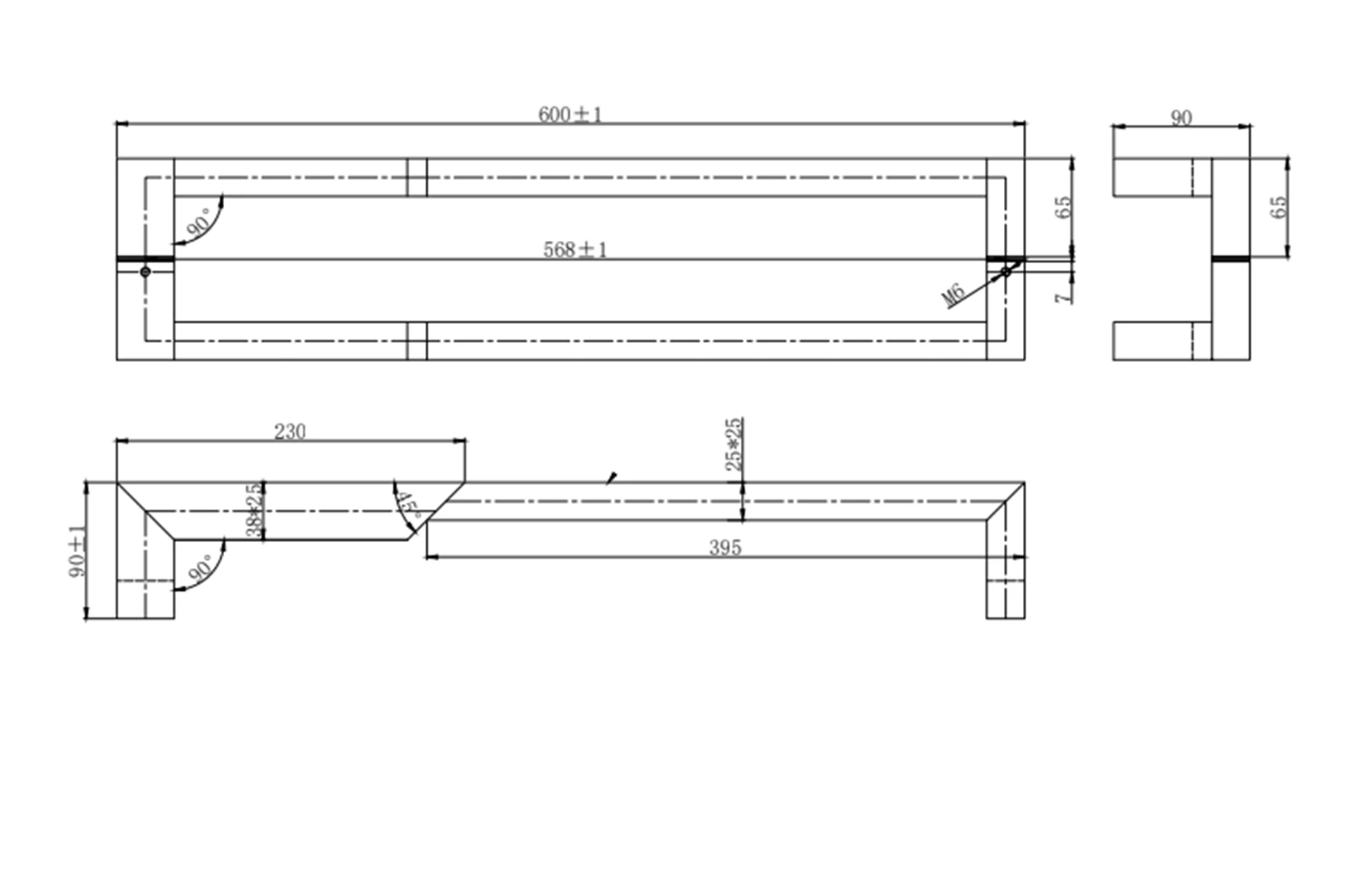 Set mânere poartă inox satinat AISI 316, 38x25 mm
