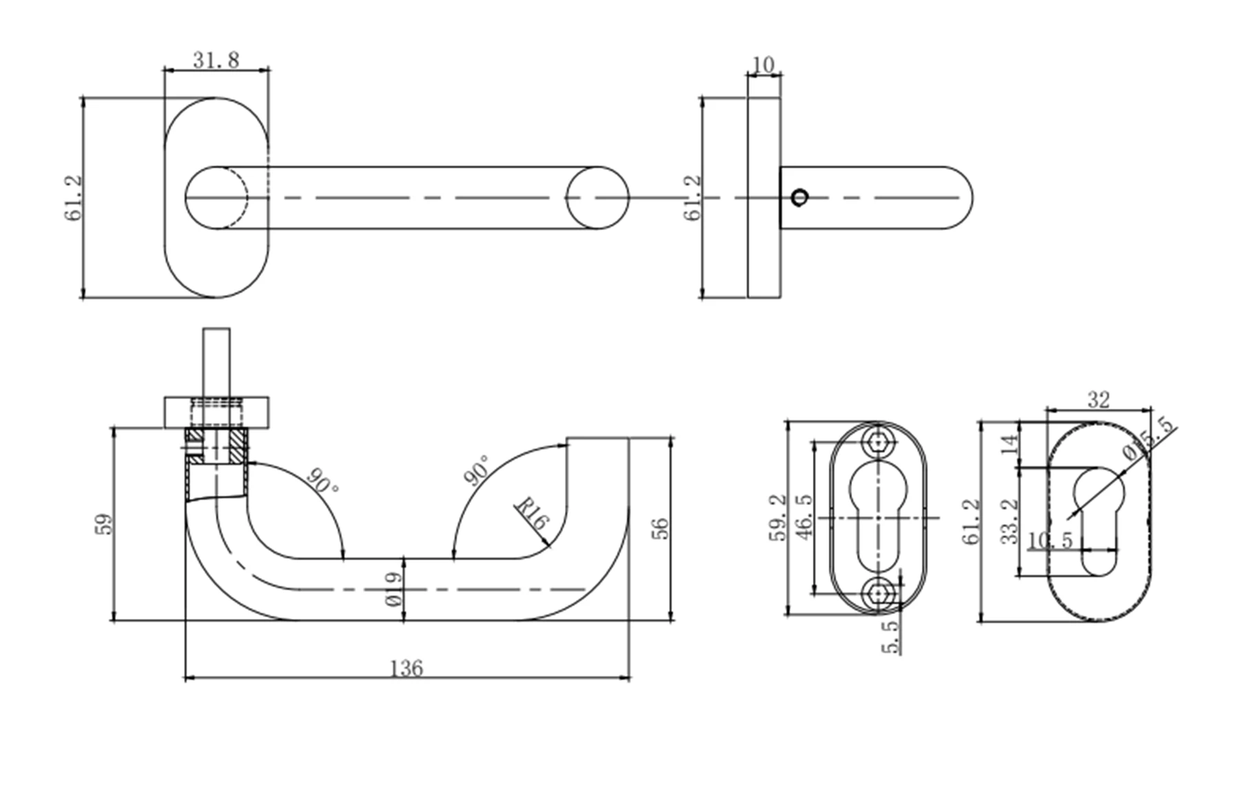 Set manere inox satinat, tip clanta cu arc, Premium, Virtuoso