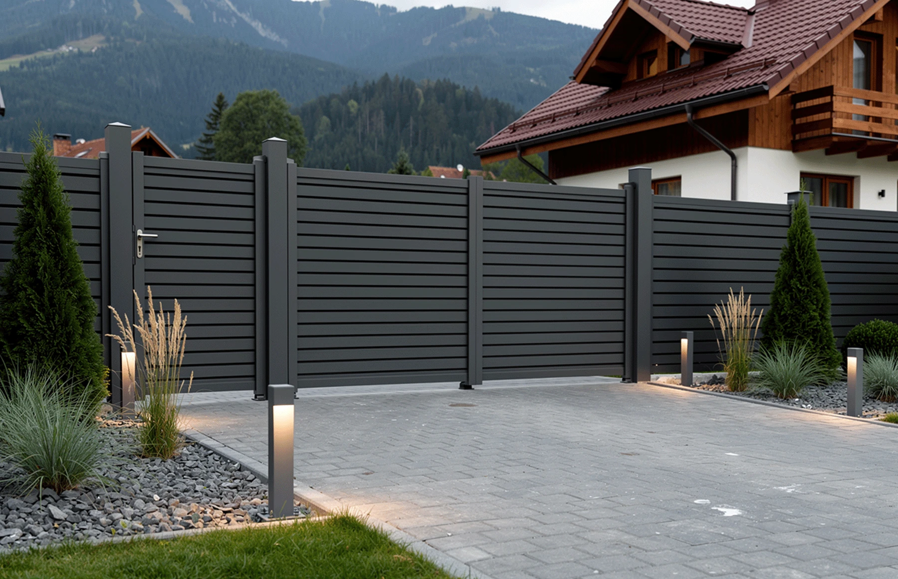 Set porti metalice din aluminiu, gri antracit, model Jaluzea Deluxe 