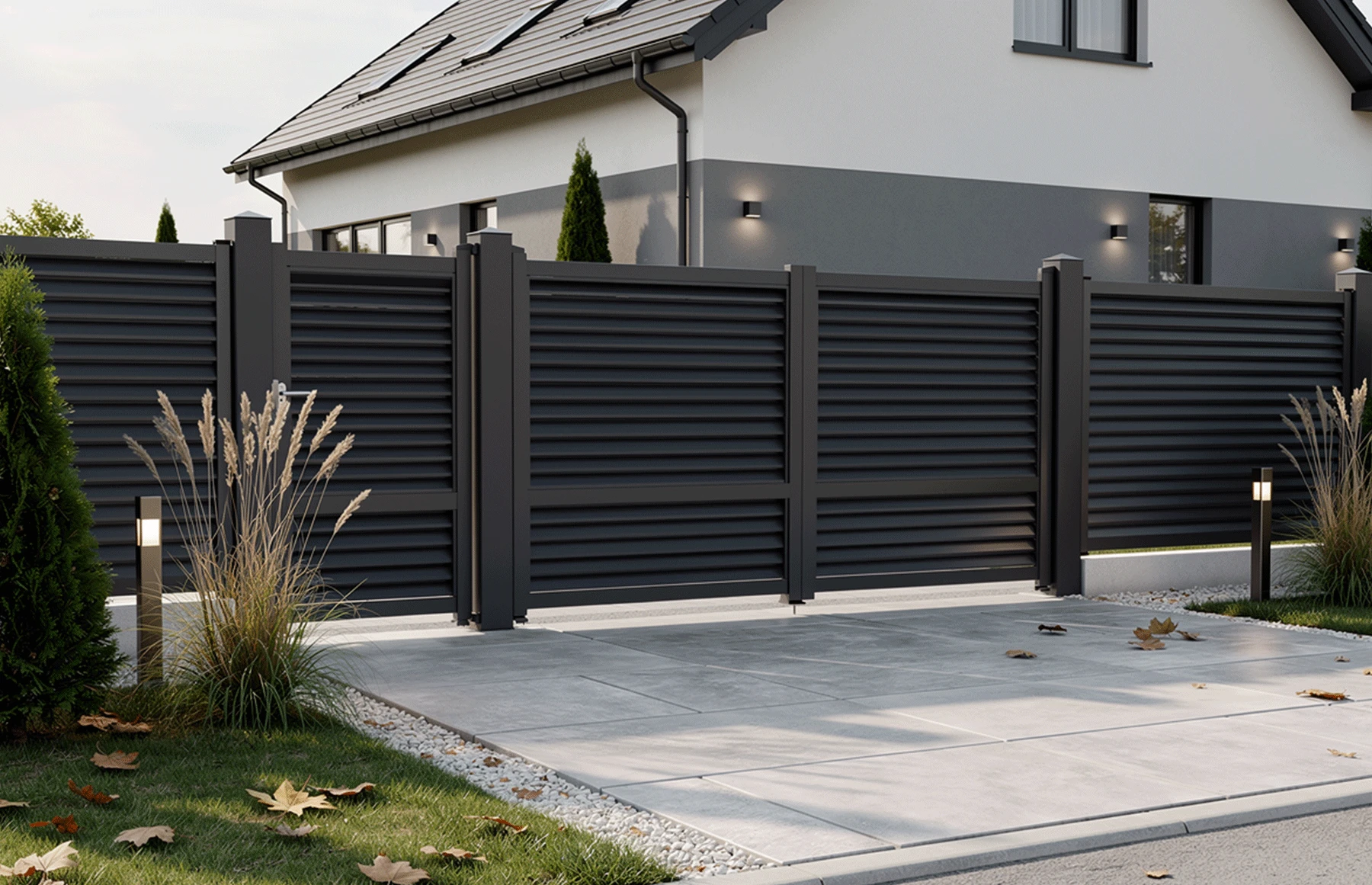 Set porti metalice ranforsate din aluminiu, gri antracit, model Jaluzea Suprem