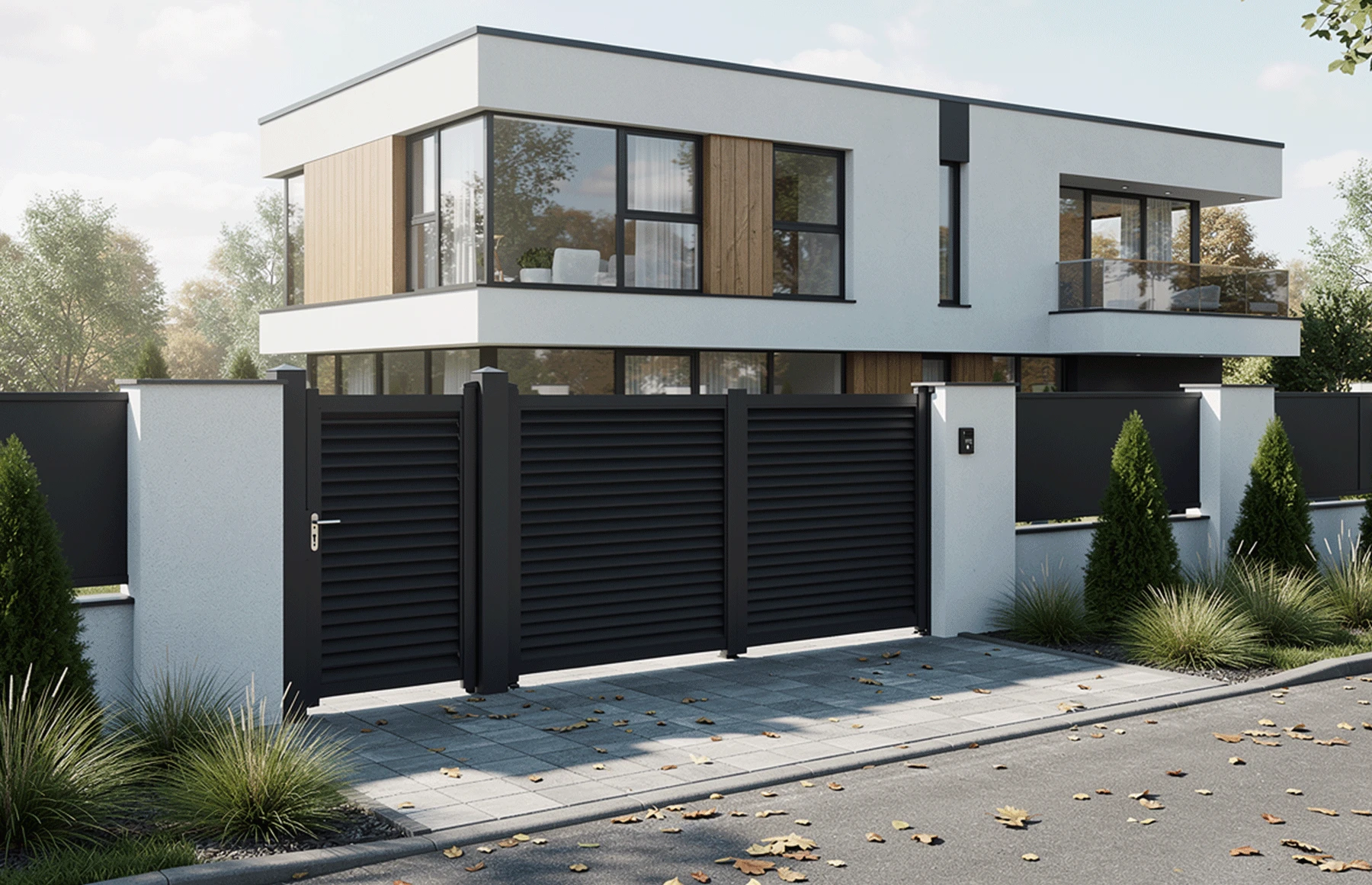 Set porti metalice din aluminiu, prefabricate, Negru, model Jaluzea Suprem