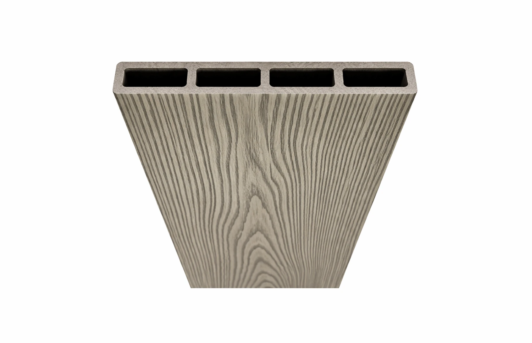 Placa Gard 3D Ambele Fete Textura Lemn WPC Gri Deschis, Dimensiune 150x20mm, Lungime 2m sau 4m