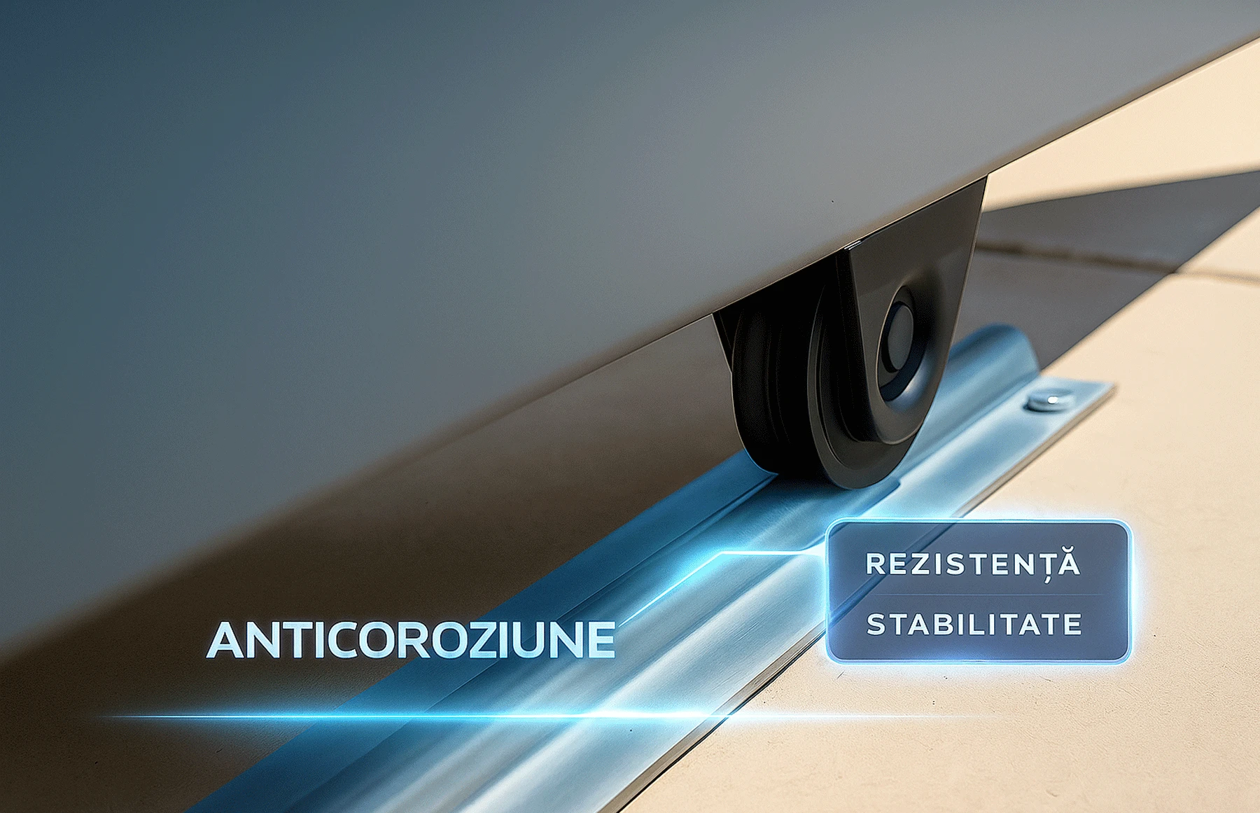 Poarta culisanta glisanta metalica din aluminiu, prefabricata, model Jaluzea Suprem, gri antracit, 3000x1800mm