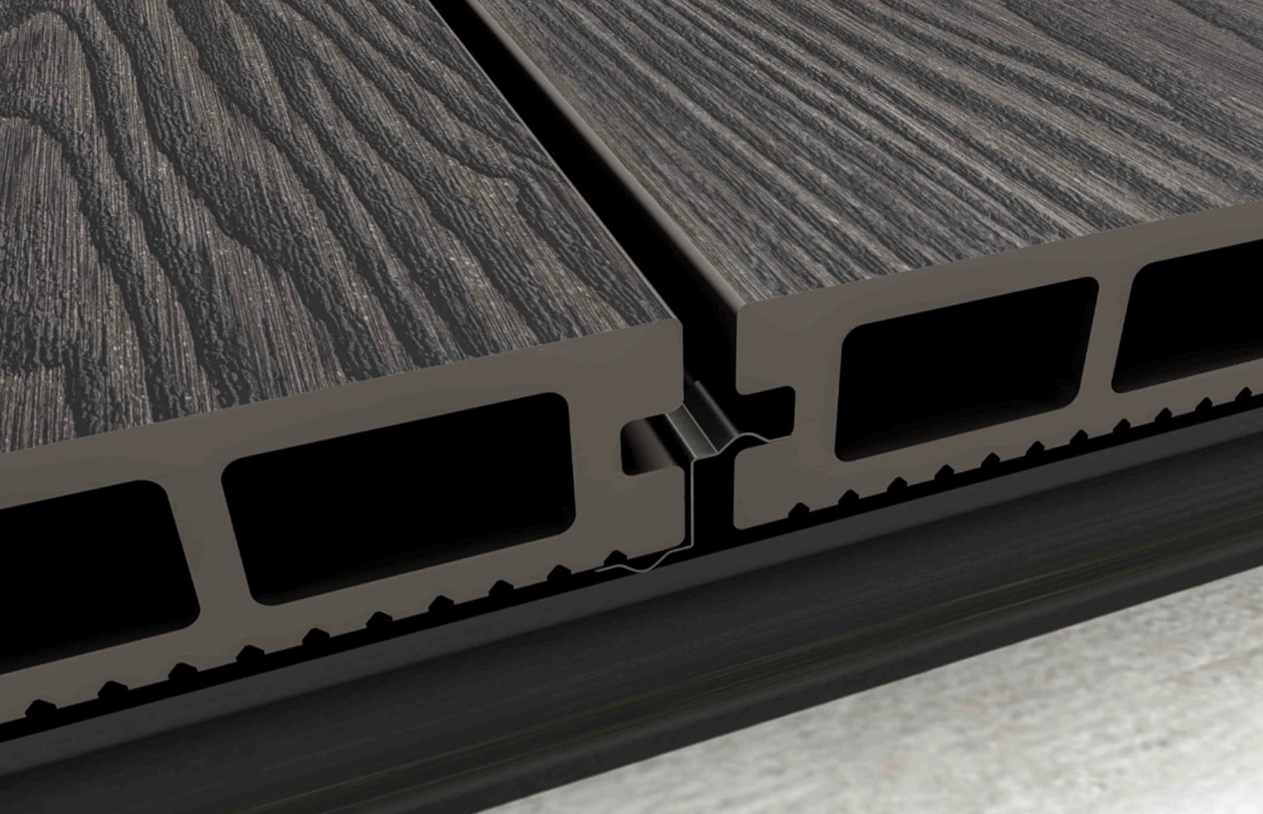 Placa deck terasa WPC 3D, tip pardoseala/dusumea WPC, 145x25 mm, maro linii periat 3800 mm