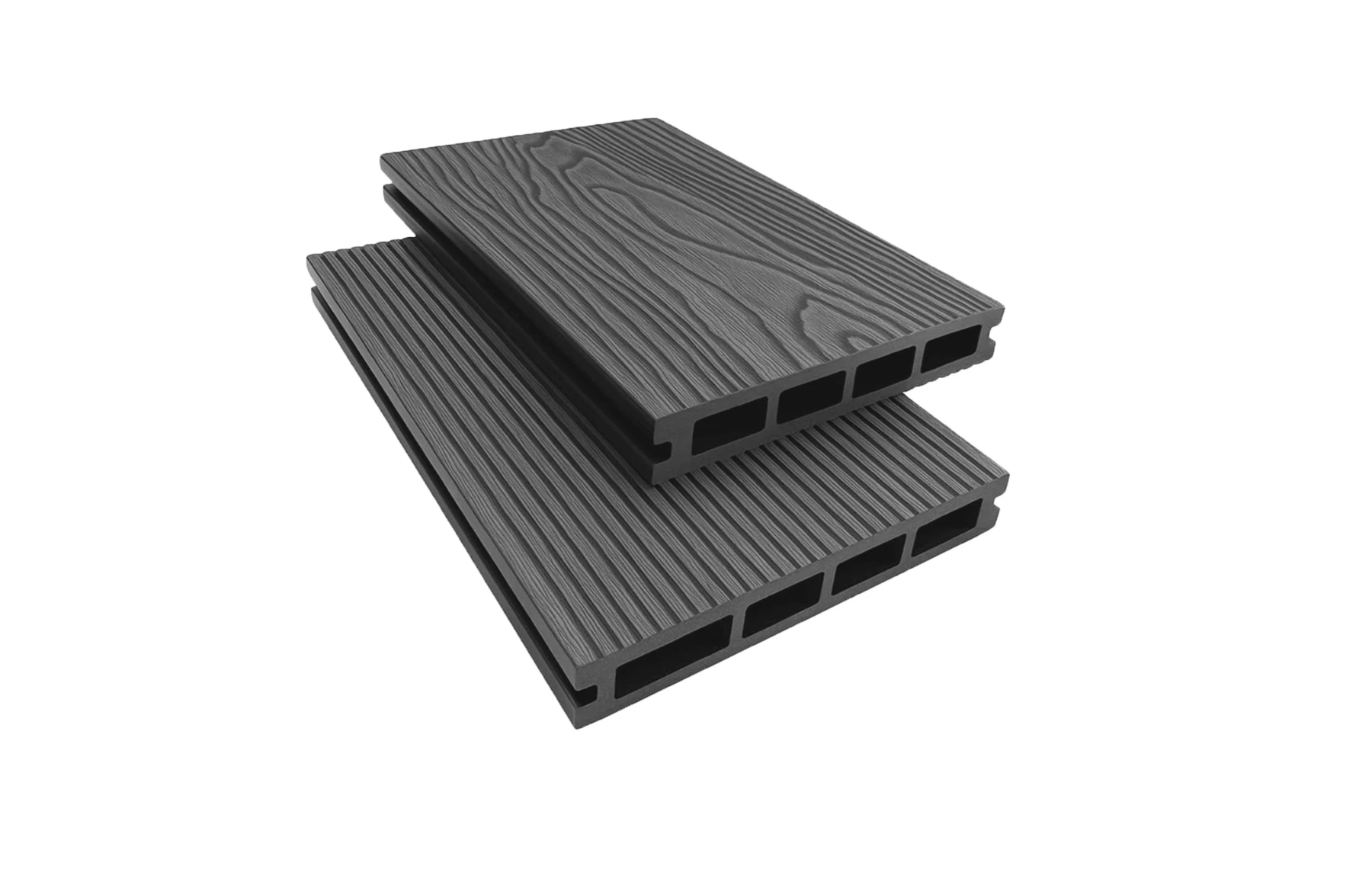 Placa deck terasa WPC 3D, tip pardoseala/dusumea WPC, 145x25 mm, gri antracit lemn 3800 mm