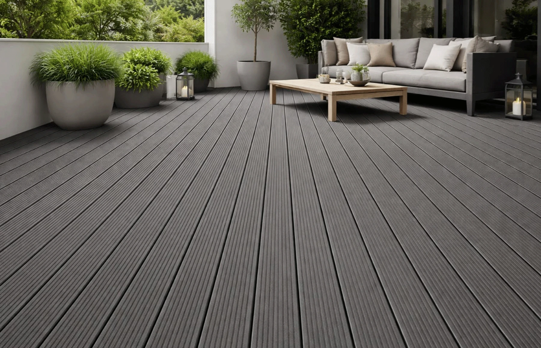 Placa WPC decking antichizat /dungi WPC gri deschis, gol rotund Dimensiune: 146x22.8mm, Lungime: 3800mm