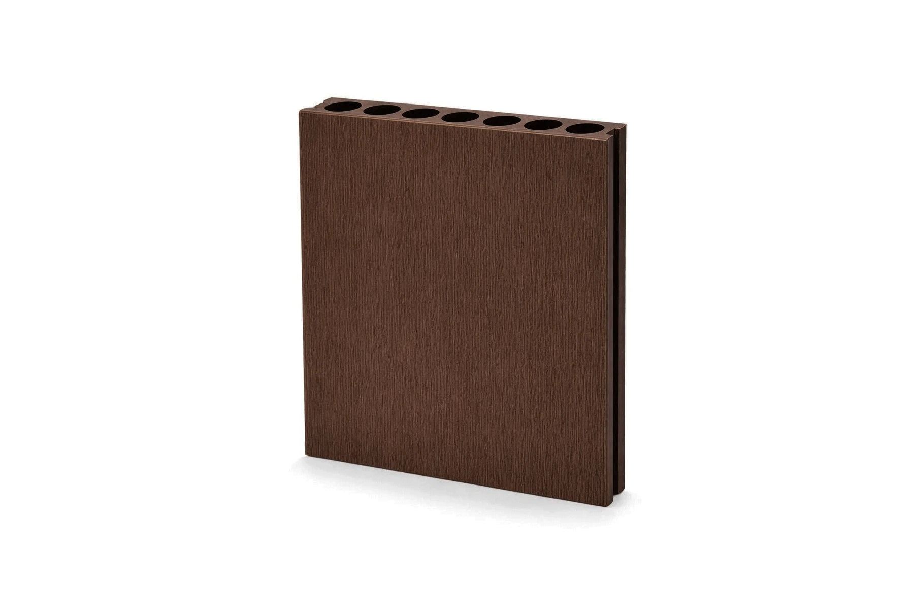 Placă Deck 3D cu 2 fete, din WPC 148x23mm, L 3800mm, Structura cu Gol Rotund pentru Rezistenta Sporita, o fata maro, o fata gri deschis