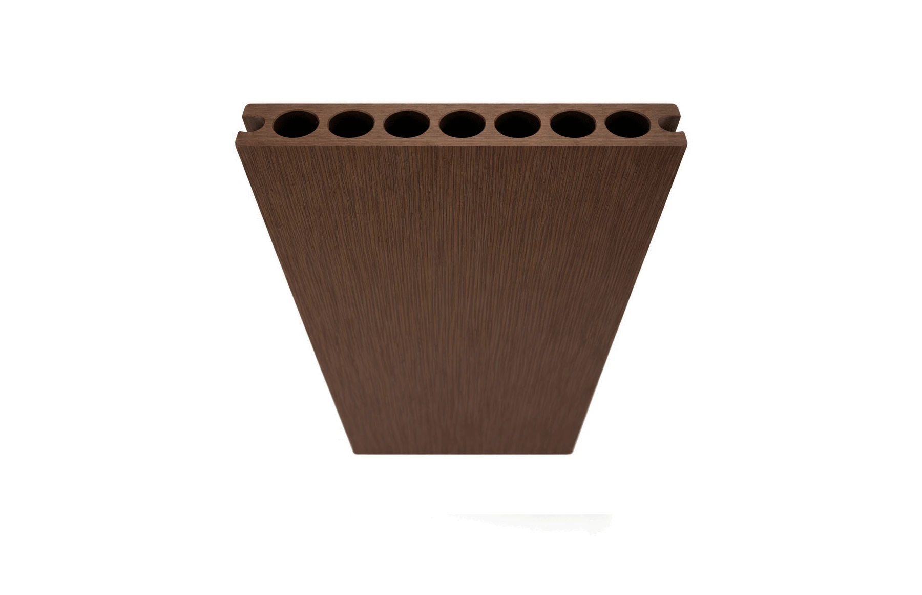 Placă Deck 3D cu 2 fete, din WPC 148x23mm, L 3800mm, Structura cu Gol Rotund pentru Rezistenta Sporita, o fata maro, o fata gri deschis