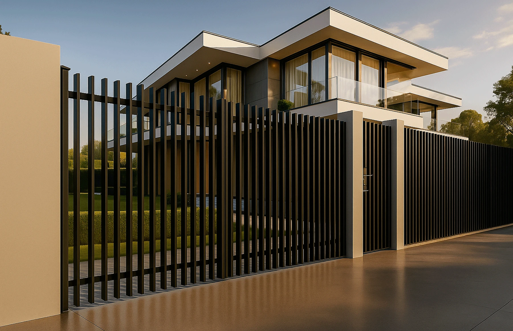 Gard metalic din aluminiu, model Light Straight, 2000x1800mm, Gama Light