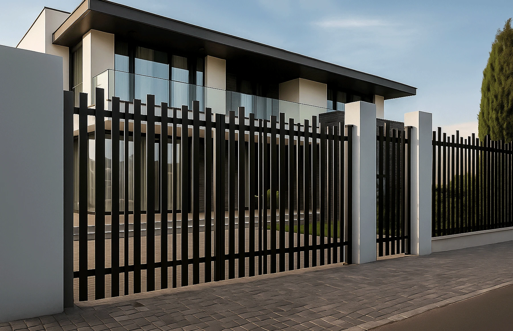 Poarta auto batanta aluminiu 3000x1800mm, prefabricat, model Light Wave, Negru, Gama Light