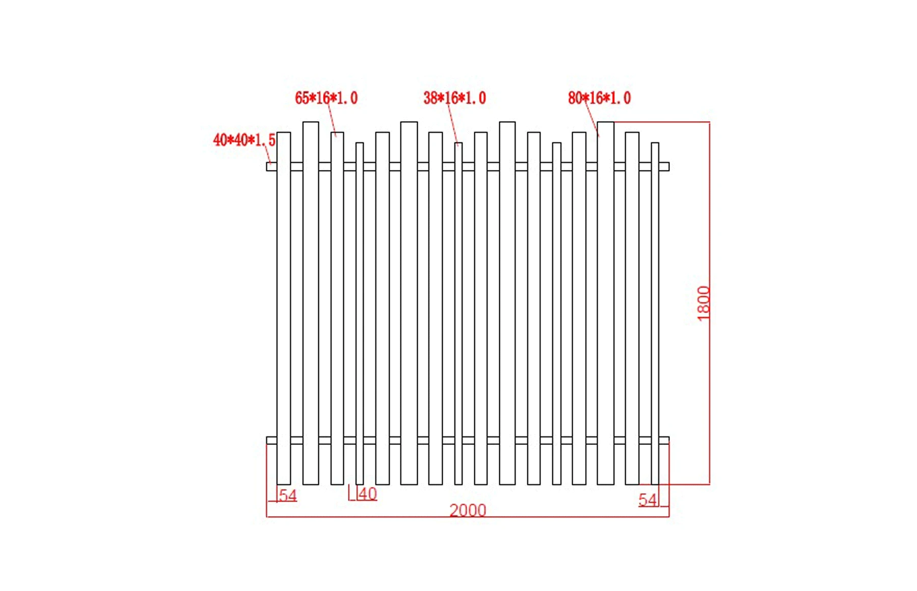 Gard metalic din aluminiu, model Light Wave, 2000x1800mm, Gama Light