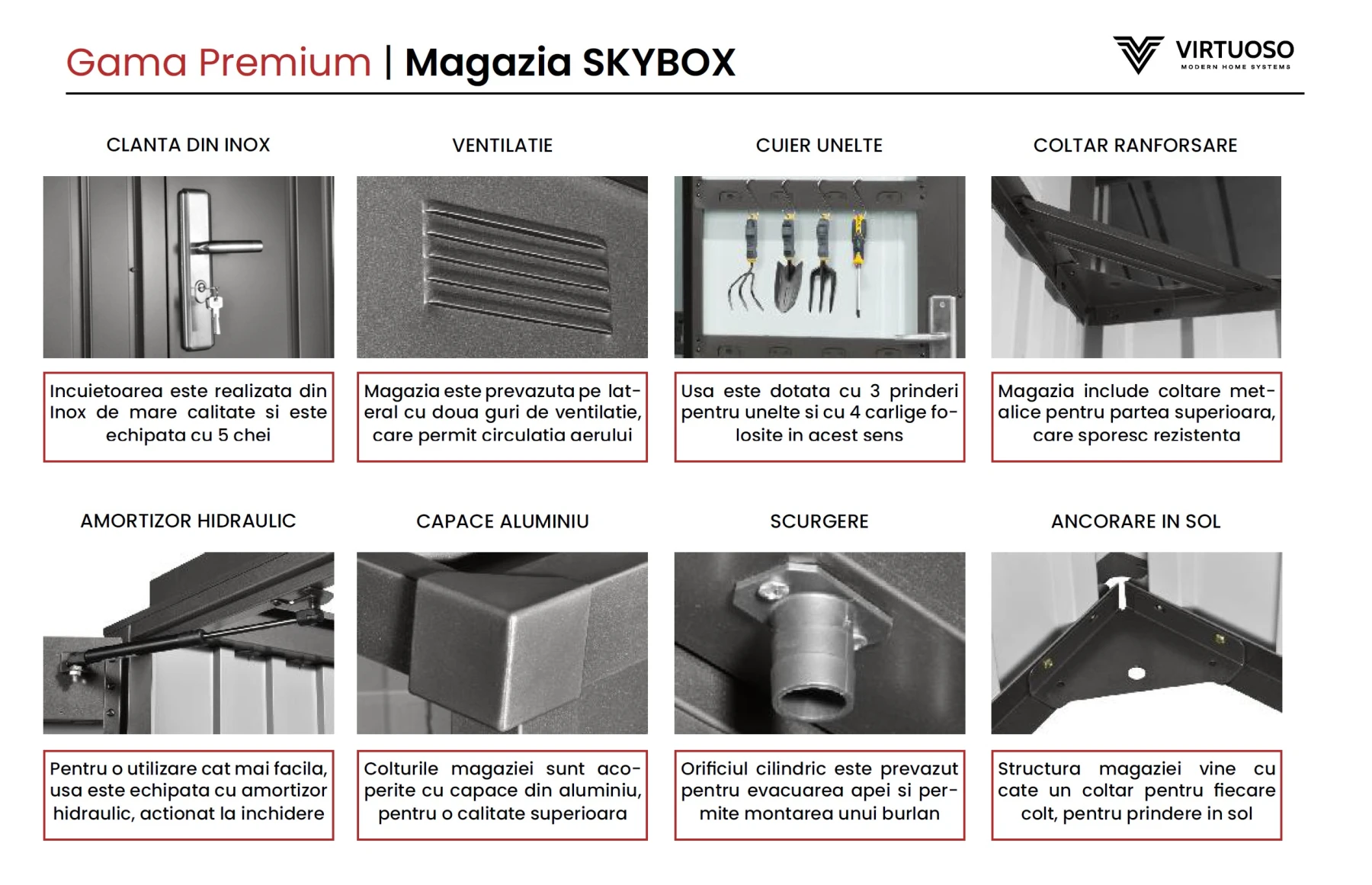 Magazie depozitare gradina SkyBox, casuta depozitare unelte, Premium, Otel zincat