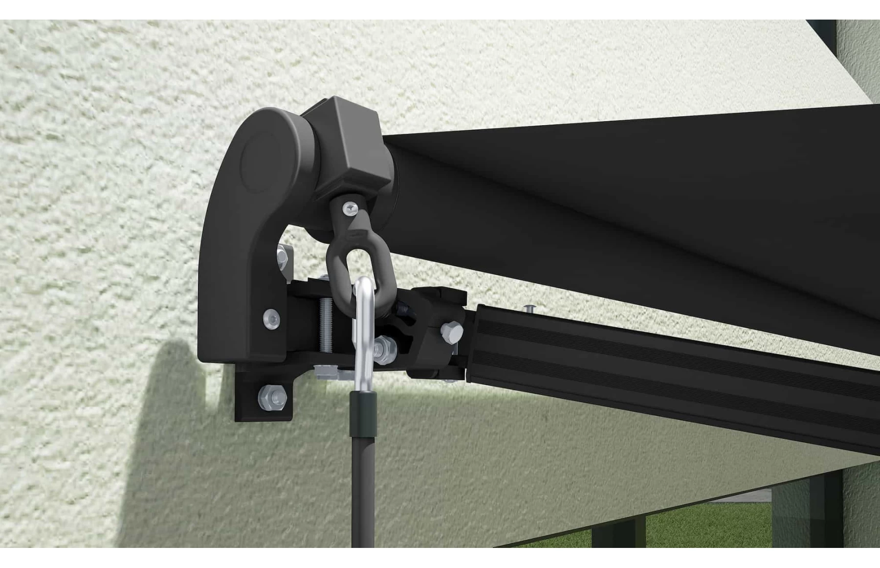 Marchiză/Copertină retractabilă manuală cu braț articulat 3x2,5 m poliester dungi, aluminiu