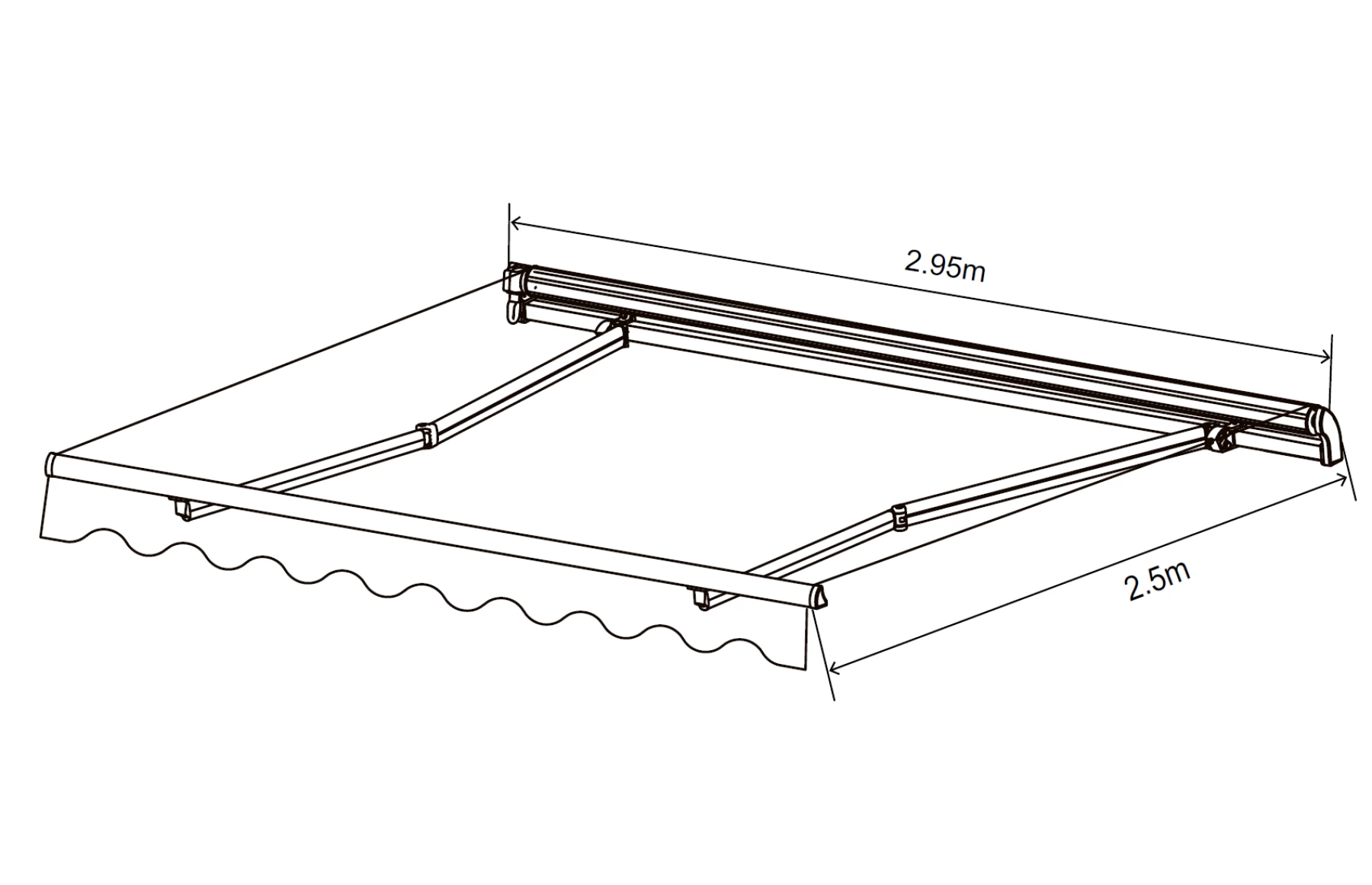 Marchiză/Copertină retractabilă manuală cu braț articulat 3x2,5 m poliester dungi, aluminiu