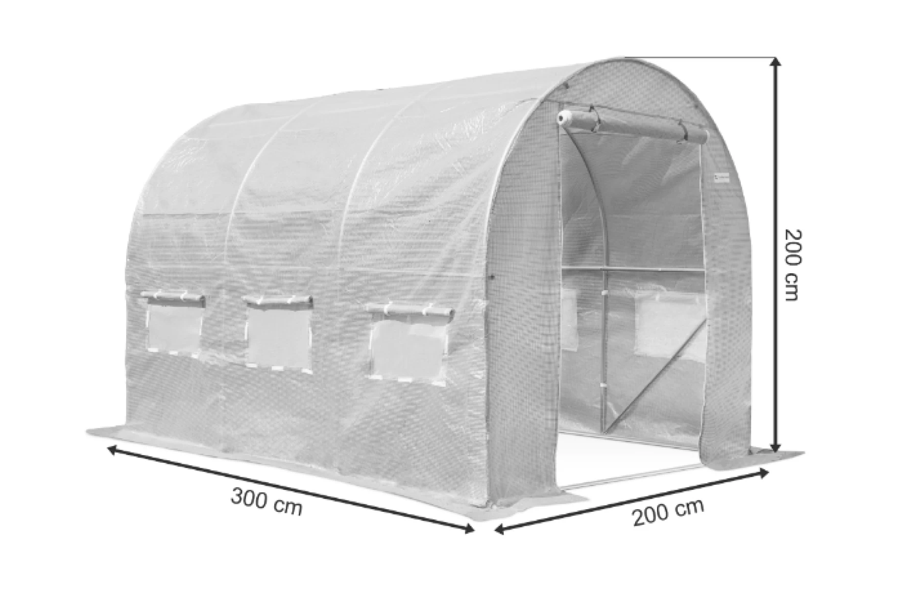 Sera / Solar gradina 3x2x2m, din HDPE, cadru metalic Ø25x0.7mm, cu 5 bare transversale, 6 ferestre 