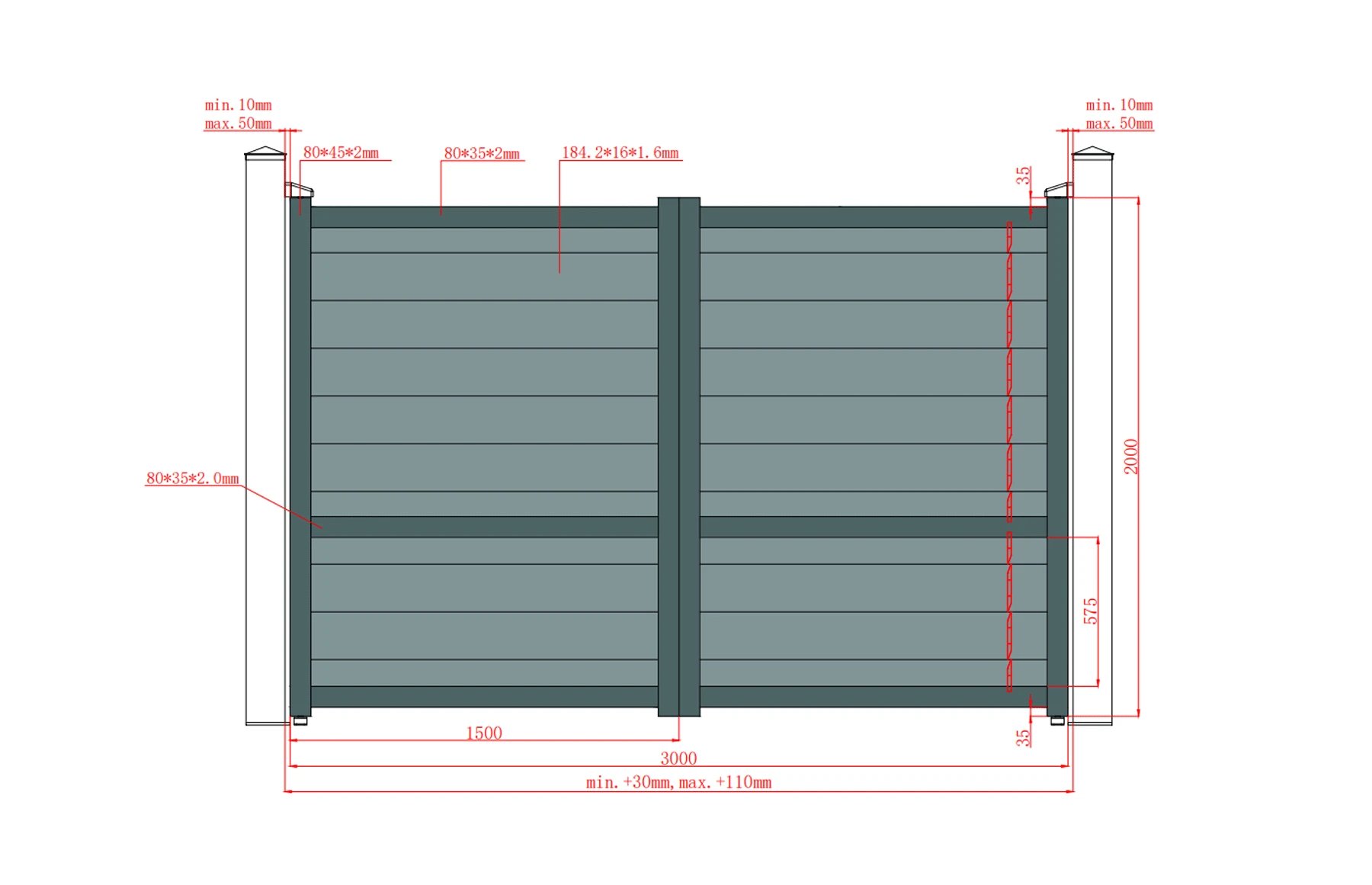 Poarta auto batanta aluminiu 3000x2000mm, prefabricat, model Baldur, gri antracit