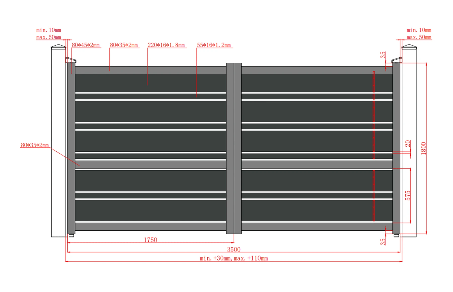 Poarta auto batanta aluminiu 3500x1800mm, prefabricat, model Neptun, maro