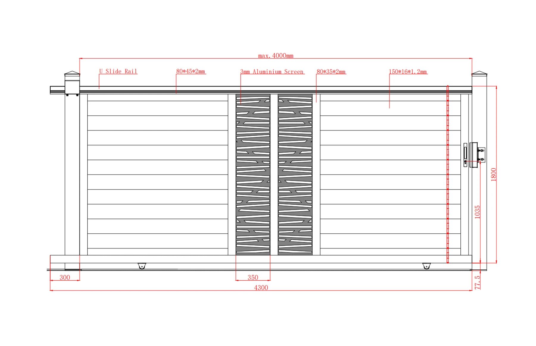 Poarta culisanta glisanta metalica din aluminiu, prefabricata, maro, model Poseidon, 4000x1800mm