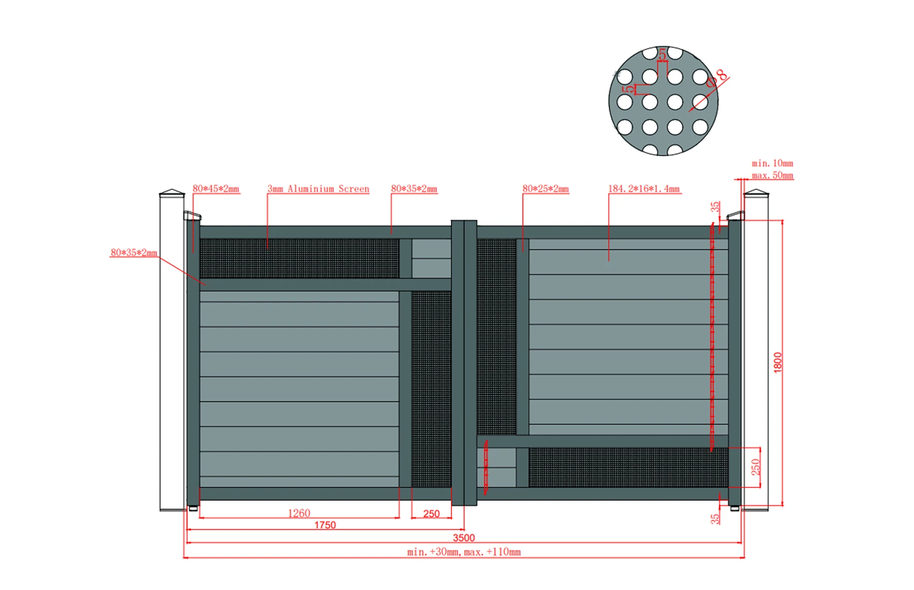 Poarta auto batanta aluminiu 3500x1800mm, model Samurai, gri antracit