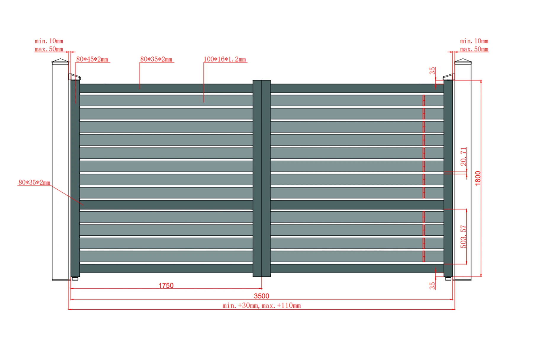 Poarta auto batanta aluminiu 3500x1800mm, model Taurus, gri antracit