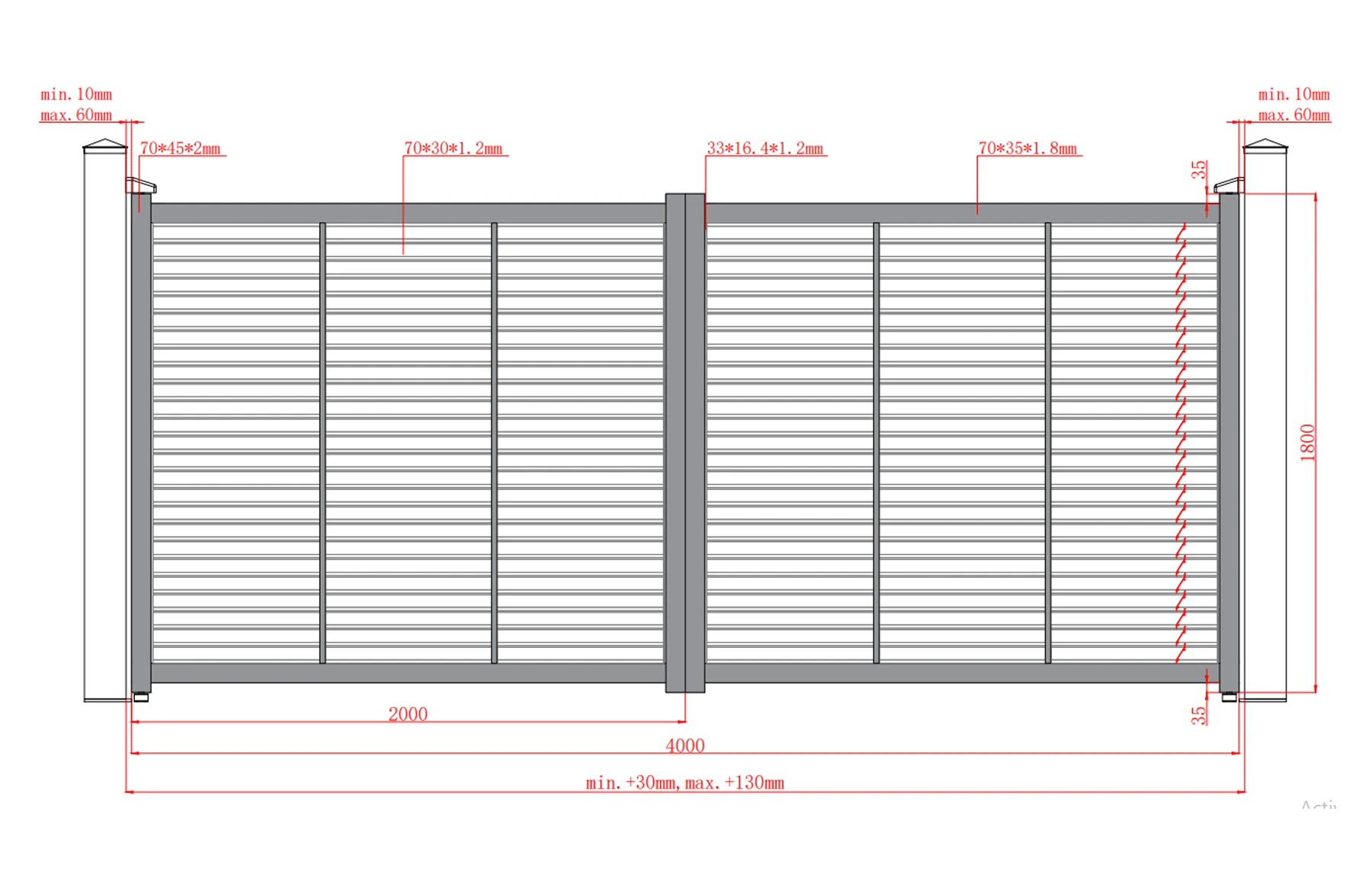 Poarta auto batanta aluminiu 4000x1800mm, prefabricat, gri antracit, model Jaluzea Suprem