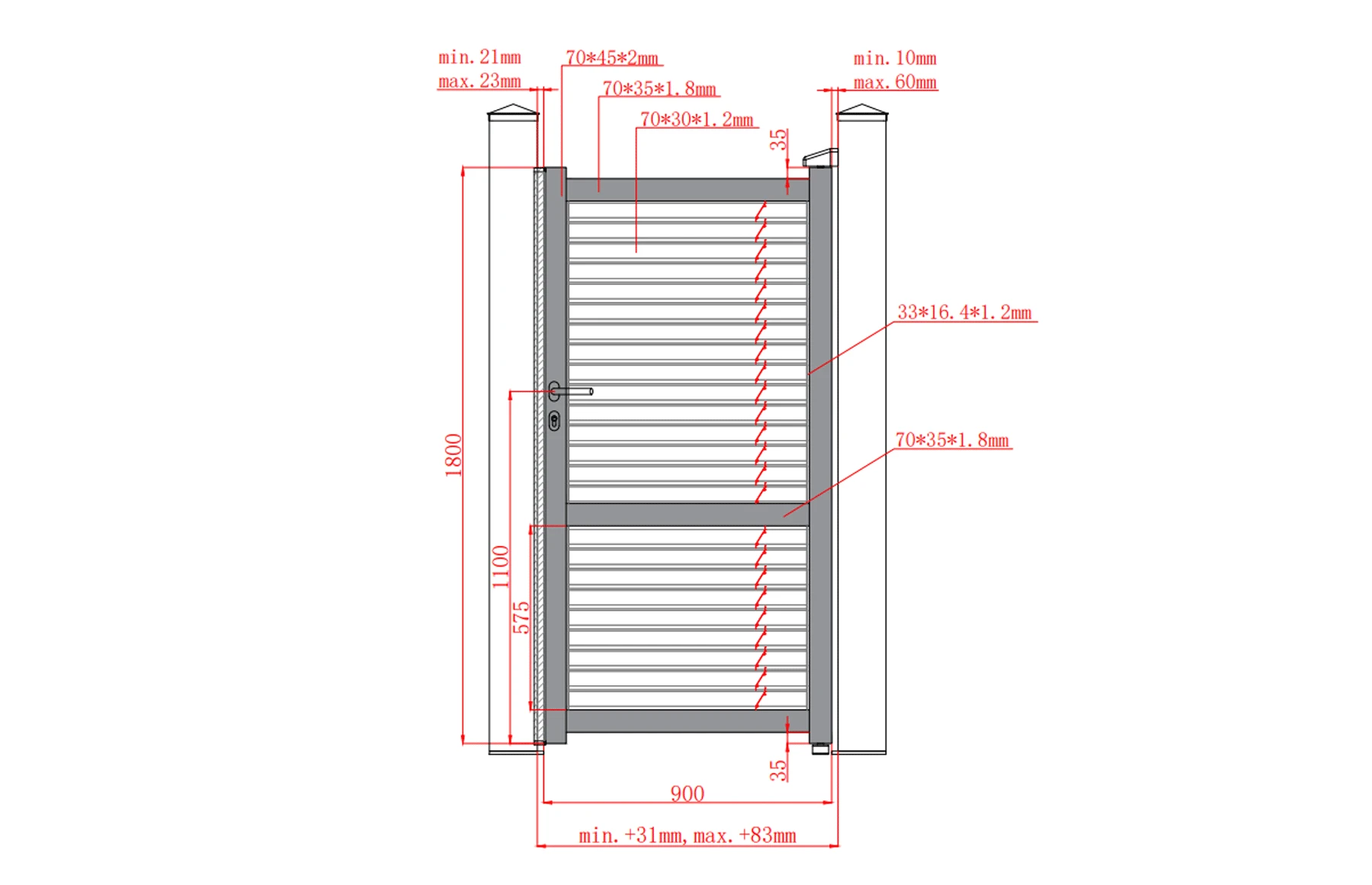 Set porti metalice ranforsate din aluminiu, gri antracit, model Jaluzea Suprem