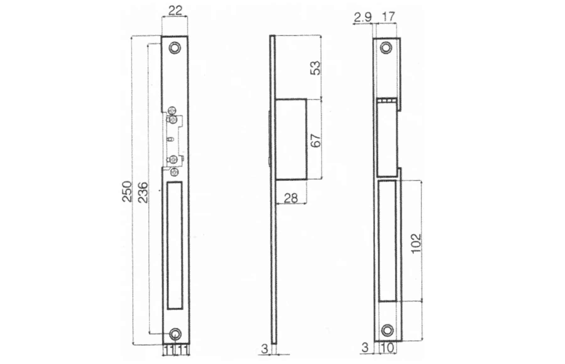 Broasca Electromagnetica, 250x22mm, Otel 
