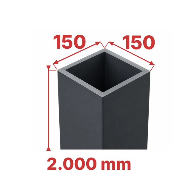 Capătul stâlpului stâlp aluminiu 150 × 150 × 2000 mm, cu secțiunea și înălțimea cotate
